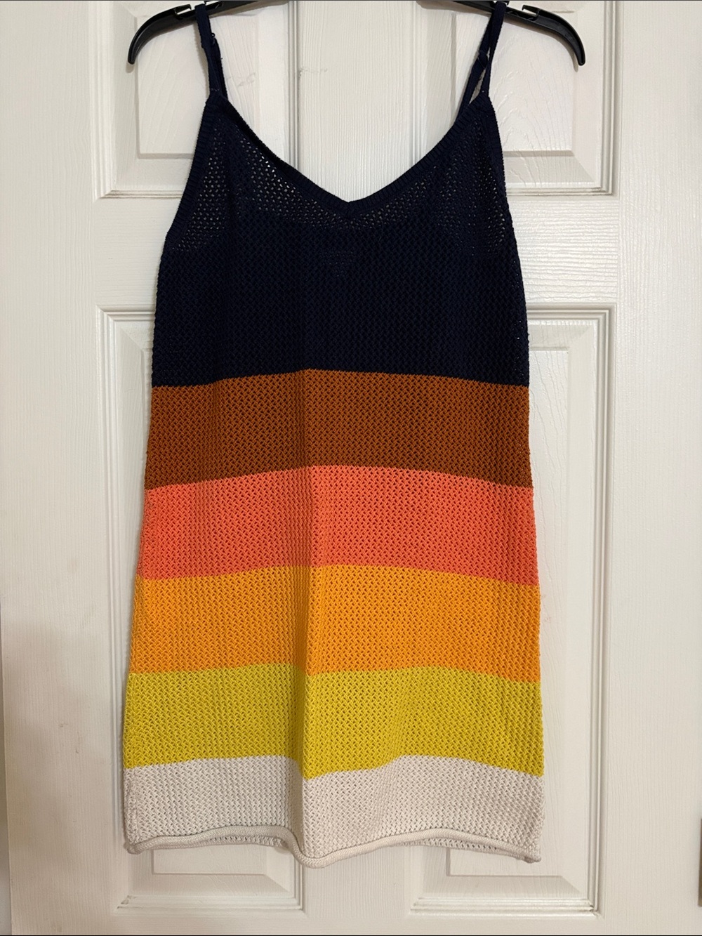 aerie Striped Knit bathing-suit  coverup in Navy, Brown, Coral, Yellow & Cream